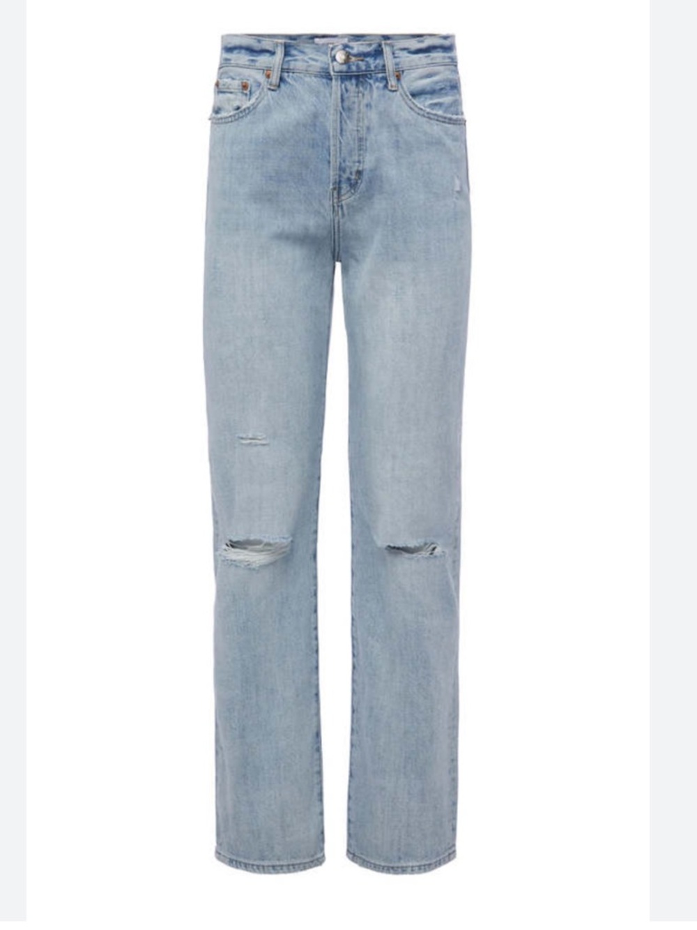 pistola Light Wash High-Rise Straight Jeans with Knee Rips